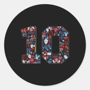 10th Birthday Ice Hockey Themed 10 Year Old Party  Classic Round Sticker