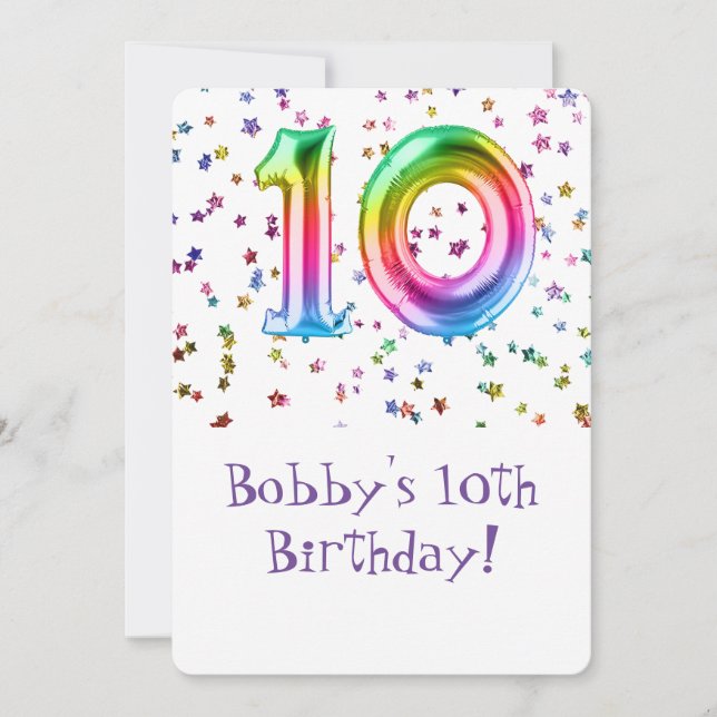 10th Birthday Invitation, Size: 5" x 7", Matte Invitation (Front)