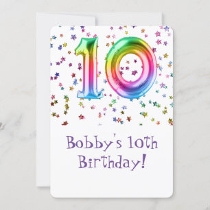 10th Birthday Invitation, Size: 5" x 7", Matte Invitation