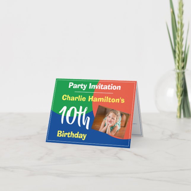 10th Birthday Invitation with Photo (Front)