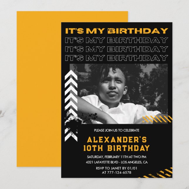 10th birthday invitations boy Photo Spray paint (Front/Back)