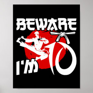 10th Birthday Karate 10 Year Old Karate Birthday Poster