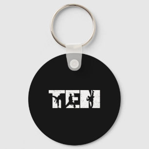 10th Birthday Karate Fighter 10 Year Old Girls Boy Keychain