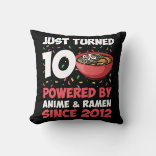 10th Birthday Kawaii Anime Ramen 10 Years Old Girl Throw Pillow
