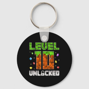 10th Birthday Level 10 Unlocked Kids 10 Year Old G Keychain