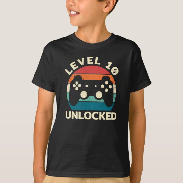 10th Birthday Level 10 Unlocked  T-Shirt (Front)