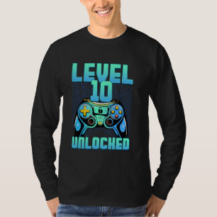 10th Birthday Level 10 Unlocked Video Game 10 Year T-Shirt