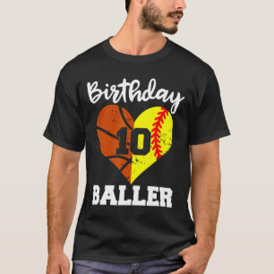 10th Birthday Ller Funny 10 Year Old Softll Sketll T-Shirt