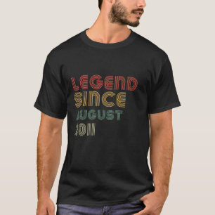 10Th Birthday Men Vintage Legend Since August 2011 T-Shirt