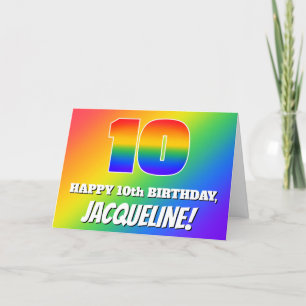 10th Birthday: Multicolored Rainbow Pattern # 10 Card