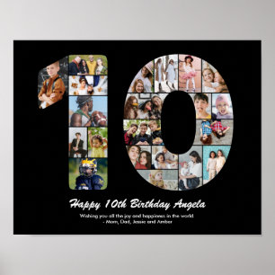 10th Birthday Number 10 Custom Photo Collage Poster