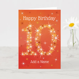 10th Birthday - Number 10 in Stars - Red - Age 10 Card