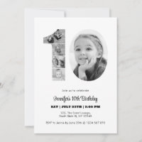 10th Birthday Number 10 Photo Collage Black White