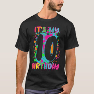 10th Birthday paint splashes kids girls boys 10 y T-Shirt
