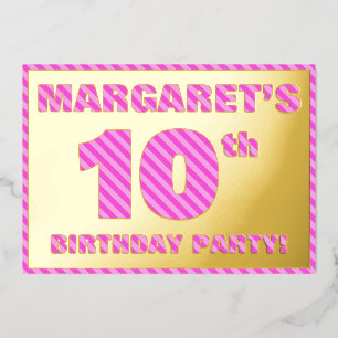 10th Birthday Party — Bold, Fun, Pink Stripes # 10