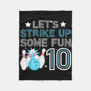 10th Birthday Party Bowling Boy 10 Year Old Bowlin Fleece Blanket