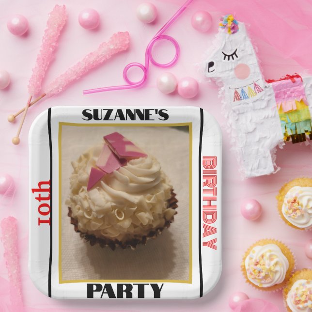 10th Birthday Party Cupcake PHOTO  NAME  AGE  Paper Plate (Party)