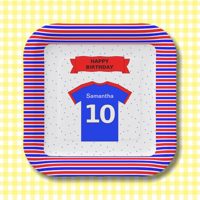 10th birthday party girls boys add name square paper plate (Creator Uploaded)