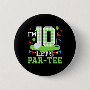 10th Birthday Party Golf Boy Ten Year Old Golfer 1 2 Inch Round Button