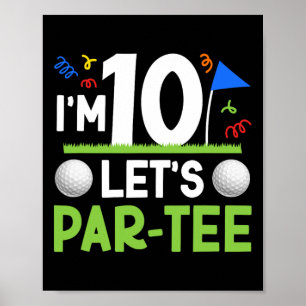 10th Birthday Party Golf Boy Ten Year Old Golfer  Poster
