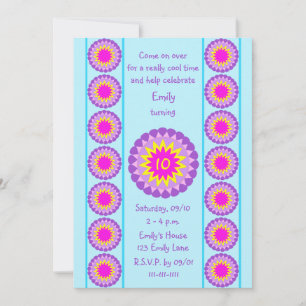 10th Birthday Party Invitation Cool Blue 10