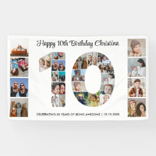 10th Birthday Party Number 10 Photo Collage Banner