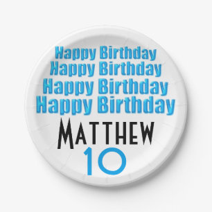 10th Birthday Party Personalized Paper Plates