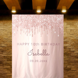 10th Birthday party rose gold glitter drip girl Tapestry