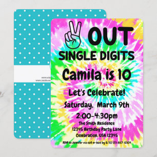 10th Birthday Peace out single digits Invitation