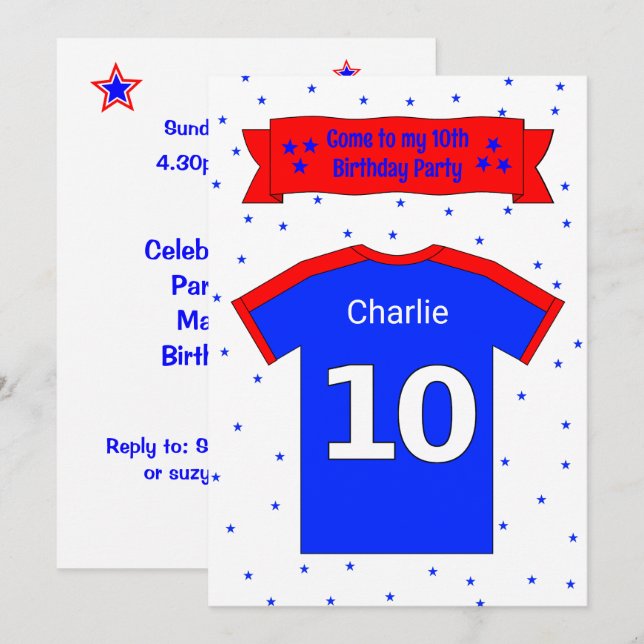 10th birthday personalized party invitation (Front/Back)