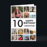 10th Birthday Photo Collage 13 Photos Black White Card<br><div class="desc">10th Happy Birthday Photo Collage 13 Photos Black and White Birthday Card for Any Age. 1st 13th 15th 16th 18th 20th 21st 30th 40th 50th 60th 70th 80th 90th 100th,  Any Ages. For further customization,  please click the "Customize it" button and use our design tool to modify this template.</div>