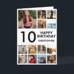 10th Birthday Photo Collage 13 Photos Black White Card<br><div class="desc">10th Happy Birthday Photo Collage 13 Photos Black and White Birthday Card for Any Age. 1st 13th 15th 16th 18th 20th 21st 30th 40th 50th 60th 70th 80th 90th 100th,  Any Ages. For further customization,  please click the "Customize it" button and use our design tool to modify this template.</div>