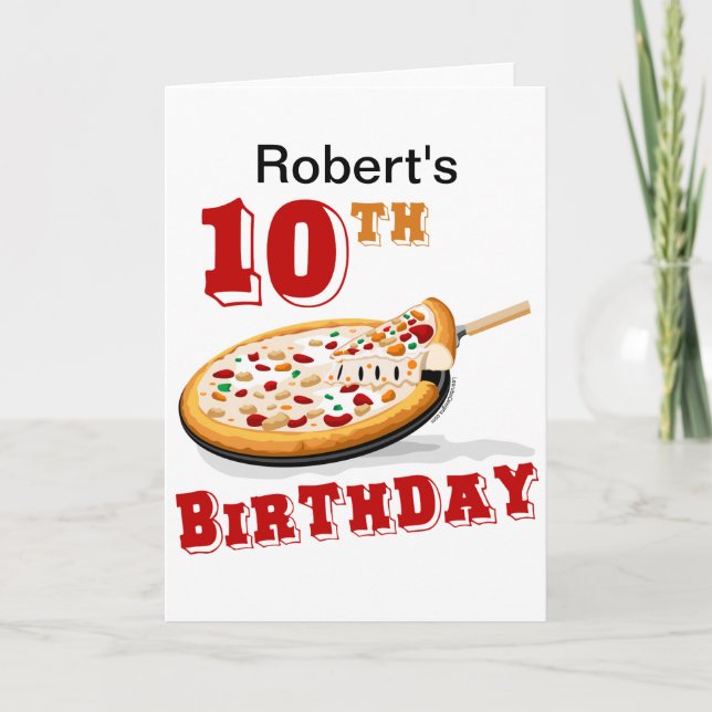 10th Birthday Pizza Party Card (Front)