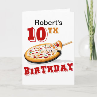 10th Birthday Pizza Party Card