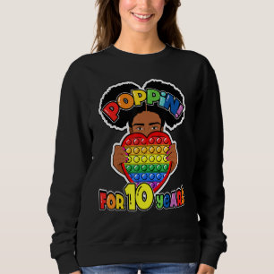 10th Birthday Pop It Fidget African American Kids Sweatshirt