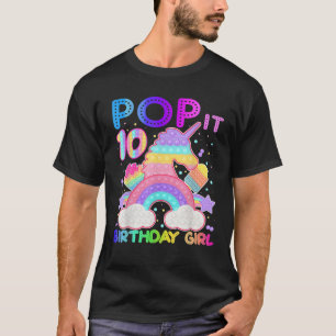 10Th Birthday Pop It Unicorn Fidget Toy 10 Year Ol T-Shirt
