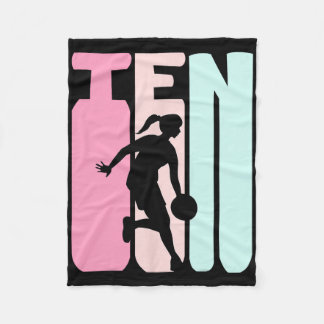 10th Birthday Retro Bysketbyll Player 10 Years Old Fleece Blanket
