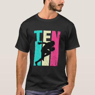 10th Birthday Retro Football  10 Years Old Birthda T-Shirt