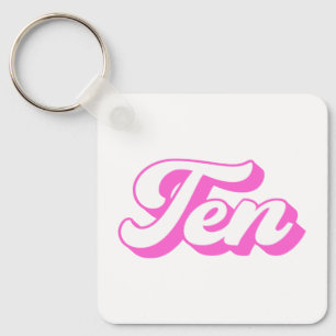 10th Birthday Retro Girl Keychain