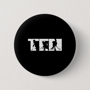 10th Birthday Retro Ice Hockey 10 Years Old Boy Gi 2 Inch Round Button