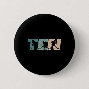 10th Birthday Retro Ice Hockey 10 Years Old Boy Gi 2 Inch Round Button