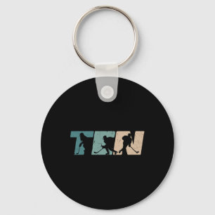 10th Birthday Retro Ice Hockey 10 Years Old Boy Gi Keychain