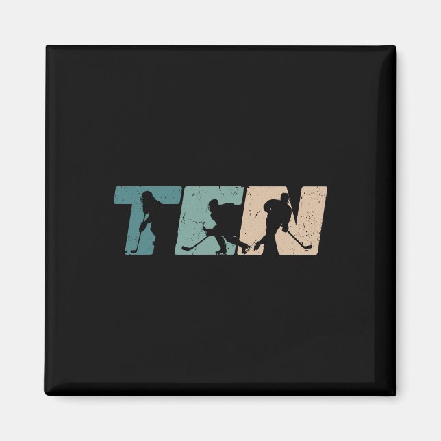 10th Birthday Retro Ice Hockey 10 Years Old Boy Gi Magnet (Front)