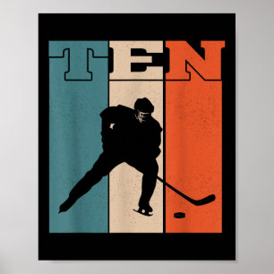 10th Birthday Retro Ice Hockey 10 Years Old Boy Gi Poster