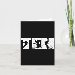 10th birthday retro ski skiing 10 year old boys card