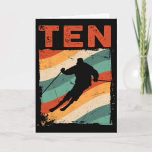 10th Birthday Retro Ski Skiing 10 Year Old Boys Gi Card