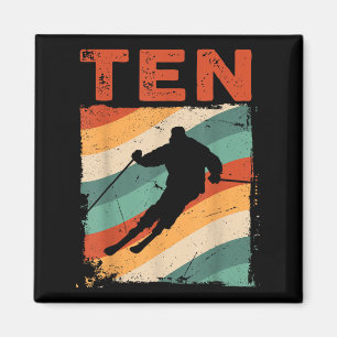 10th Birthday Retro Ski Skiing 10 Year Old Boys Gi Magnet