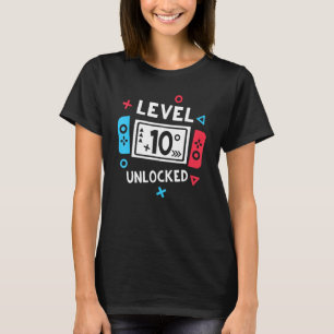10th Birthday Shirt Boy Level 10 Unlocked Video Ga