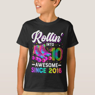 10th Birthday Shirt Girl 10 Year Old Roller Skate 