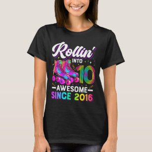 10th Birthday Shirt Girl 10 Year Old Roller Skate 